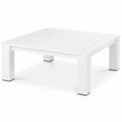 Casa Padrino Luxus Couchtisch Matt Weiß / Schwarz 101,5 cm - Outdoor Garten Möbel