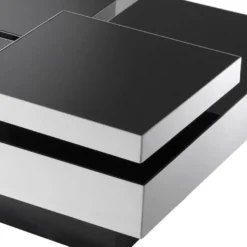 Casa Padrino Luxus Couchtisch Set Silber / Schwarz - 2 L-förmige Wohnzimmertische mit 2 quadratischen Tabletts - Wohnzimmer Möbel - Luxus Kollektion