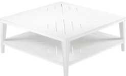 Casa Padrino Luxus Couchtisch Weiß 100 x 100 x H. 42 cm - Quadratischer Wohnzimmertisch aus hochwertigen strapazierbarem Aluminium - Gartentisch