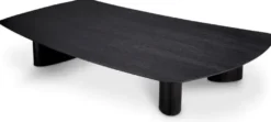 Casa Padrino Luxus Couchtisch Schwarzgrau 185 x 120 x H. 30 cm - Massivholz Wohnzimmertisch mit leicht gebogener Tischplatte - Wohnzimmer Möbel - Hotel Möbel - Luxus Möbel - Luxus Einrichtung