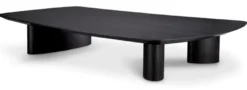 Casa Padrino Luxus Couchtisch Schwarzgrau 185 x 120 x H. 30 cm - Massivholz Wohnzimmertisch mit leicht gebogener Tischplatte - Wohnzimmer Möbel - Hotel Möbel - Luxus Möbel - Luxus Einrichtung