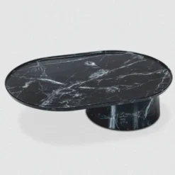 Casa Padrino Luxus Couchtisch mit ovaler Marmor Tischplatte Schwarz 120 cm