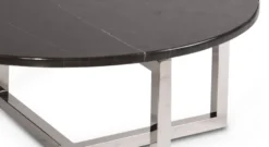 Casa Padrino Luxus Couchtisch Graphitgrau / Silber Ø 80 x H. 40 cm - Moderner runder Wohnzimmertisch mit Marmorplatte - Wohnzimmer Möbel