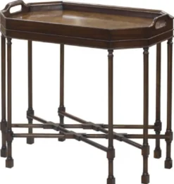 Casa Padrino Luxus Couchtisch Dunkelbraun / Braun 66 x 41 x H. 62 cm - Serviertisch mit abnehmbarem Tablett