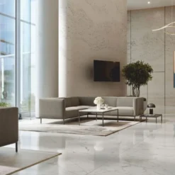 Casa Padrino Luxus Couchtisch mit Marmorplatte Weiß / Schwarz 120 cm - Luxus Möbel