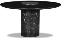 Casa Padrino Luxus Couchtisch Schwarz Ø 75 x H. 34 cm - Runder Marmor Wohnzimmertisch mit Furnier Tischplatte - Wohnzimmer Möbel - Luxus Möbel - Marmor Möbel - Luxus Einrichtung