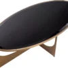 Casa Padrino Luxus Couchtisch Messing / Schwarz 101,5 x 41,5 x H. 78,5 cm - Ovaler Edelstahl Wohnzimmertisch mit Glasplatte - Luxus Möbel - Wohnzimmer Möbel - Luxus Einrichtung