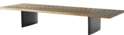 Casa Padrino Luxus Couchtisch Messing / Schwarz 220 x 78 x H. 38 cm - Wohnzimmertisch mit Edelstahl Tischplatte - Luxus Möbel