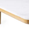 Casa Padrino Luxus Couchtisch Weiß / Naturfarben 120 x 120 x H. 35 cm - Moderner Eichenholz Wohnzimmertisch mit Volakas Marmorplatte - Wohnzimmer Möbel