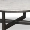 Casa Padrino Luxus Couchtisch Weiß / Schwarz Ø 120 x H. 35 cm - Runder Massivholz Wohnzimmertisch mit Marmorplatte - Luxus Wohnzimmer Möbel