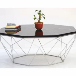 Casa Padrino Luxus Couchtisch Schwarz / Silber 90 cm - Hotel & Wohnzimmer Möbel