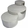 Casa Padrino Luxus Couchtisch Set Silber / Weiß 130 x 80 x H. 50 cm - 3 Runde Wohnzimmertische mit Porzellanplatten