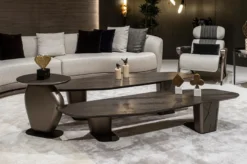Casa Padrino Luxus Couchtisch 2er Set Dunkelbraun / Bronze - Luxus Wohnzimmertische - Wohnzimmer Möbel - Hotel Möbel - Luxus Möbel