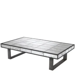 Casa Padrino Luxus Couchtisch aus Spiegelglas 126 x 73,5 x H. 32 cm - Luxus Wohnzimmer Möbel - Antik Look