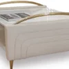 Casa Padrino Luxus Couchtisch Weiß / Elfenbeinfarben / Gold - Quadratischer Wohnzimmertisch mit italienischem Carrara Marmor und Echtleder - Wohnzimmer Möbel - Luxus Qualität - Made in Italy