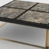 Casa Padrino Luxus Couchtisch Schwarz / Braun / Messingfarben 123 x 123 x H. 40 cm - Moderner quadratischer Wohnzimmertisch mit 4 Marmorplatten - Luxus Wohnzimmer Möbel