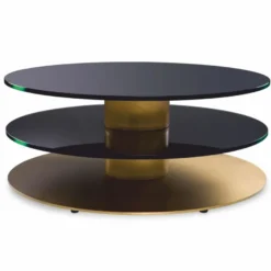 Casa Padrino Luxus Couchtisch Messing / Schwarz Ø 100 cm - Wohnzimmer Möbel