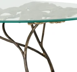 Casa Padrino Luxus Couchtisch Vintage Messing 130 x 70 x H. 46 cm - Ovaler Aluminium Wohnzimmertisch mit Glasplatte - Luxus Möbel - Wohnzimmer Möbel - Luxus Einrichtung