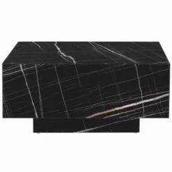 Casa Padrino Luxus Couchtisch in Marmoroptik Schwarz 104 cm - Wohnzimmer Möbel