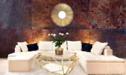 Casa Padrino Luxus Couchtisch Gold / Weiß 100 x 70 x H. 41 cm - Moderner Wohnzimmertisch mit Glas & Marmorplatte - Wohnzimmer Möbel