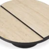 Casa Padrino Luxus Couchtisch Bronze / Beige Ø 88 x H. 35 cm - Runder Edelstahl Wohnzimmertisch mit 2 Travertin Tischplatten - Wohnzimmer Möbel - Luxus Möbel - Luxus Einrichtung