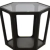 Casa Padrino Luxus Couchtisch Schwarz 70 x 61 x H. 44 cm - Wohnzimmertisch mit schwarz getönter Glasplatte - Wohnzimmer Möbel - Luxus Möbel