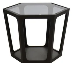 Casa Padrino Luxus Couchtisch Schwarz 70 x 61 x H. 44 cm - Wohnzimmertisch mit schwarz getönter Glasplatte - Wohnzimmer Möbel - Luxus Möbel
