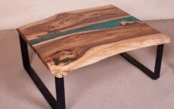 Casa Padrino Luxus Couchtisch Braun / Naturfarben / Grün / Schwarz 95 cm