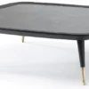 Casa Padrino Luxus Couchtisch Schwarz / Grün / Antik Messing 120 x 120 x H. 38 cm - Quadratischer Wohnzimmertisch mit Marmorplatte - Wohnzimmer Möbel - Hotel Möbel - Luxus Möbel