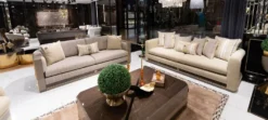 Casa Padrino Luxus Couchtisch 2er Set Braun / Grau / Gold - Luxus Massivholz Wohnzimmertische - Wohnzimmer Möbel - Luxus Möbel