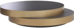 Casa Padrino Luxus Couchtisch Messing / Schwarz / Schwarzgrau 140 x 120 x H. 28,5 cm - Moderner Wohnzimmertisch - Wohnzimmer Möbel - Luxus Qualität