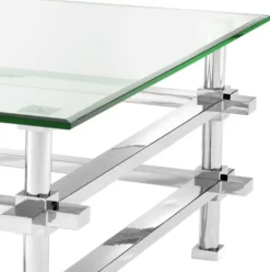 Casa Padrino Luxus Couchtisch Silber 100 x 100 x H. 45,5 cm - Edelstahl Wohnzimmertisch mit Glasplatte