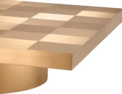Casa Padrino Luxus Couchtisch Messing 134 x 134 x H. 30 cm - Quadratischer Edelstahl Wohnzimmertisch - Wohnzimmer Möbel - Edelstahl Möbel - Luxus Möbel - Luxus Einrichtung