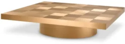 Casa Padrino Luxus Couchtisch Messing 134 x 134 x H. 30 cm - Quadratischer Edelstahl Wohnzimmertisch - Wohnzimmer Möbel - Edelstahl Möbel - Luxus Möbel - Luxus Einrichtung