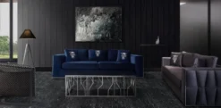 Casa Padrino Luxus Couchtisch Silber / Schwarz 125 x 65 x H. 43 cm - Rechteckiger Edelstahl Wohnzimmertisch mit Glasplatte - Wohnzimmer Möbel - Luxus Qualität