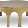 Casa Padrino Luxus Couchtisch Vintage Messing Ø 97,5 x H. 30 cm - Runder Aluminium Wohnzimmertisch - Aluminium Möbel - Wohnzimmer Möbel - Luxus Möbel - Luxus Wohnzimmer Einrichtung