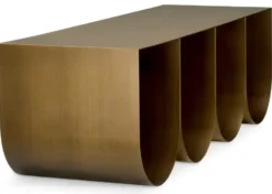 Casa Padrino Luxus Couchtisch Messing 120 x 40 x H. 38 cm - Rechteckiger Metall Wohnzimmertisch - Wohnzimmer Möbel - Hotel Möbel - Luxus Metall Möbel