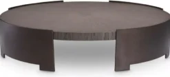 Casa Padrino Luxus Couchtisch Grau / Bronze Ø 118,5 x H. 24,5 cm - Runder Wohnzimmertisch mit Massivholz Tischplatte - Wohnzimmer Möbel - Massivholz Möbel - Luxus Möbel - Luxus Einrichtung