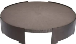 Casa Padrino Luxus Couchtisch Grau / Bronze Ø 118,5 x H. 24,5 cm - Runder Wohnzimmertisch mit Massivholz Tischplatte - Wohnzimmer Möbel - Massivholz Möbel - Luxus Möbel - Luxus Einrichtung