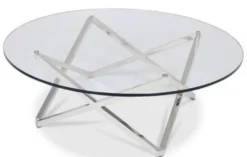 Casa Padrino Luxus Couchtisch Silber Ø 60 x H. 50 cm - Runder Wohnzimmertisch mit Glasplatte - Luxus Wohnzimmermöbel