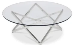 Casa Padrino Luxus Couchtisch Silber Ø 60 x H. 50 cm - Runder Wohnzimmertisch mit Glasplatte - Luxus Wohnzimmermöbel
