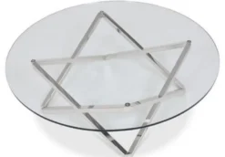 Casa Padrino Luxus Couchtisch Silber Ø 60 x H. 50 cm - Runder Wohnzimmertisch mit Glasplatte - Luxus Wohnzimmermöbel