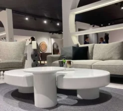 Casa Padrino Luxus Couchtisch mit Beistelltisch Weiß 171 x 110 x H. 35,5 cm - Ovaler Wohnzimmertisch mit Beistelltisch - Wohnzimmer Möbel - Luxus Möbel - Luxus Einrichtung