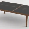 Casa Padrino Luxus Couchtisch Braun / Schwarz 130 x 70 x H. 45 cm - Moderner rechteckiger Massivholz Wohnzimmertisch mit Marmorplatte - Luxus Möbel