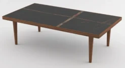 Casa Padrino Luxus Couchtisch Braun / Schwarz 130 x 70 x H. 45 cm - Moderner rechteckiger Massivholz Wohnzimmertisch mit Marmorplatte - Luxus Möbel