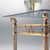 Casa Padrino Luxus Couchtisch Messing / Antik Bronze 120 x 70 x H. 50 cm - Rechteckiger Messing Wohnzimmertisch mit Glasplatte - Wohnzimmer Möbel - Luxus Qualität - Made in Italy