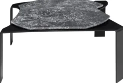 Casa Padrino Luxus Couchtisch Schwarz / Grau 75,5 x 78 x H. 32,5 cm - Designer Wohnzimmertisch mit Marmorplatte