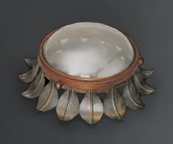 Casa Padrino Luxus Deckenleuchte Medici-Grün Ø 40 x H. 13 cm - Handgefertigte Deckenleuchte aus Schmiedeeisen - Luxus Kollektion - Edel & Prunkvoll