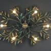 Casa Padrino Luxus Deckenleuchte Messing Poliert Ø 55 cm - Handgefertigte Deckenleuchte aus Schmiedeeisen mit Olivenzweigen - Luxus Kollektion - Edel & Prunkvoll