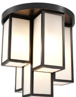 Casa Padrino Luxus Deckenleuchte Bronze / Weiß Ø 50 x H. 53,5 cm - Luxus Qualität